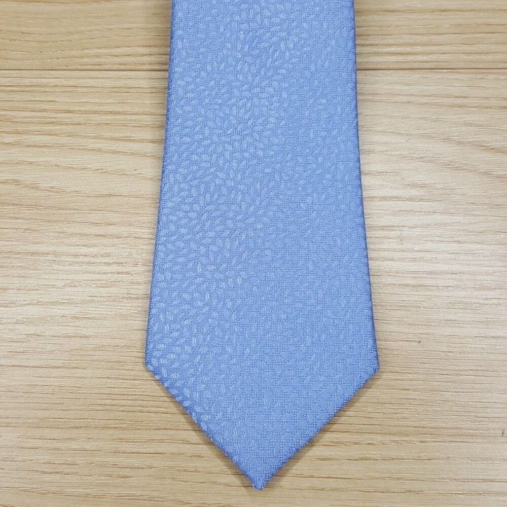 CALVIN KLEIN Mens Neck Tie Blue Jacquard Woven Textured Silk Blend Necktie